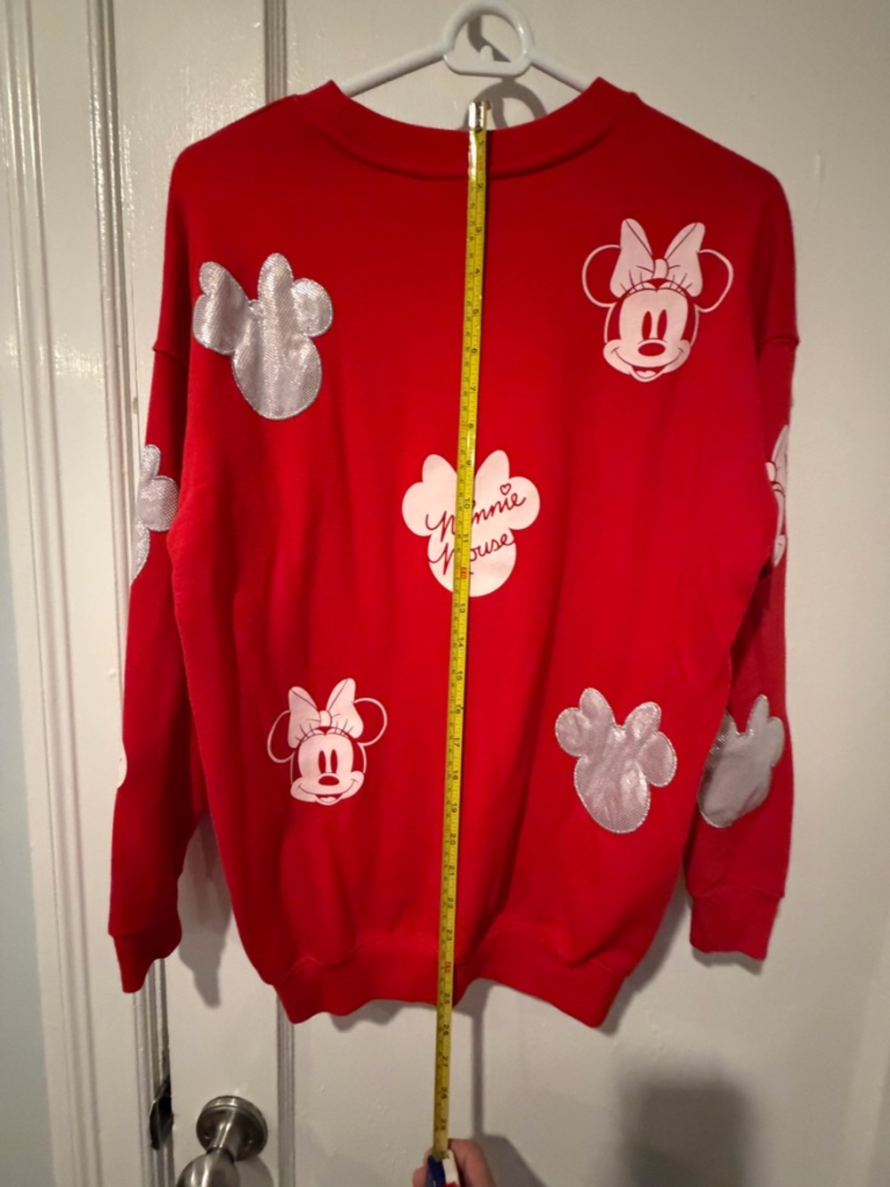 Disney Red Minnie Mouse Sweatshirt with Silver Accents